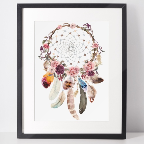 Other - Watercolor Dreamcatcher Wall Art Print Unframed